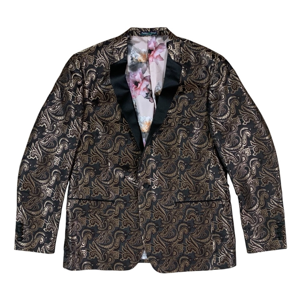 Paisley & Gray Black and Gold Paisley Blazer